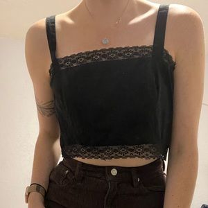 Square neck lace crop top